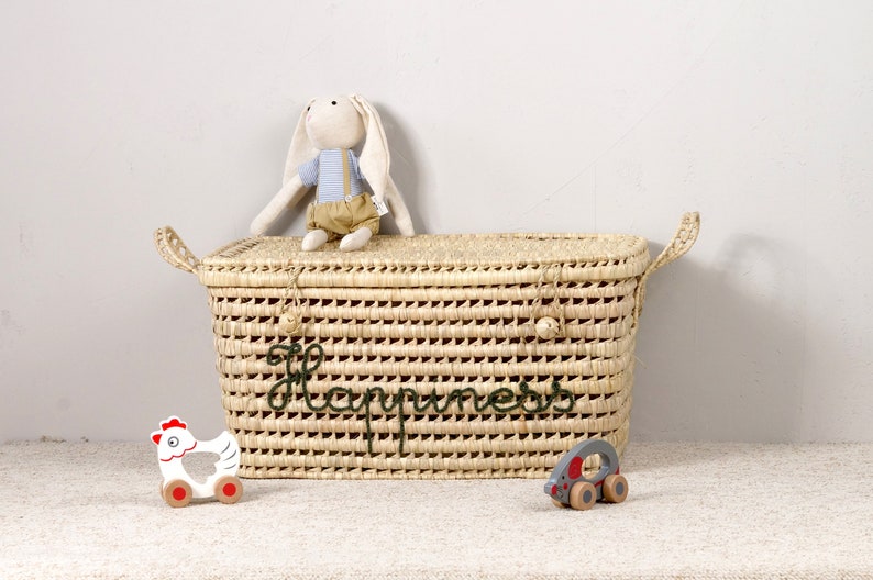 PERSONALIZED Wicker storage chest, toy trunk 60cm image 5