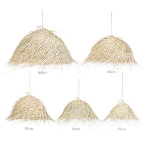 Boho straw pendant light 80cm Ball image 3