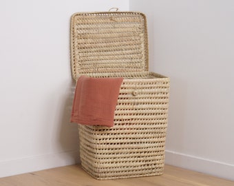 Palm leaf laundry basket - Square