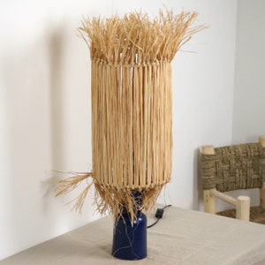 Fringed raffia lampshade