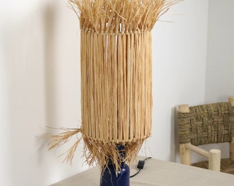 Fringed raffia lampshade