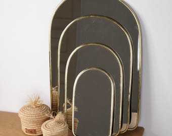 Gold Brass Mirror - Arch Shape, Wall Mirror