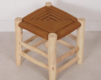 Tabouret marocain coloré en bois - Camel