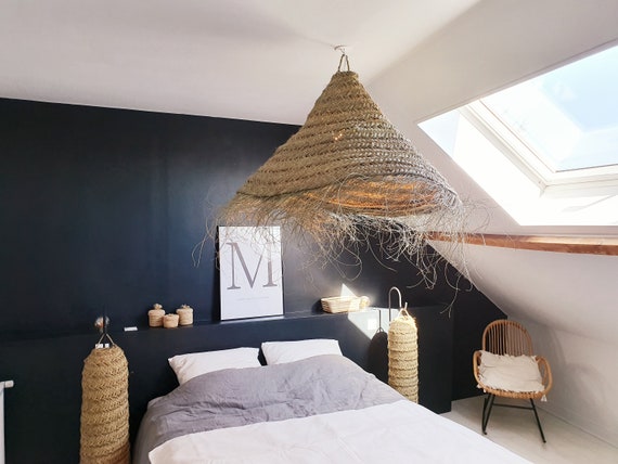 Wicker Lampshade, Rattan Lamp Shade, Wicker Pendant Lamp, Straw