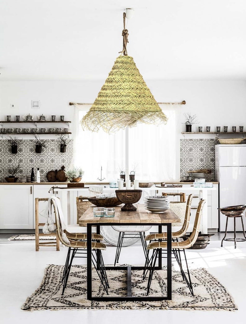 rattan lampshade ceiling lamp shade Big straw chandelier woven rattan natural fiber rattan wicker pendant lamp lamp boho style ethnic