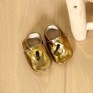 Baby Soft Leather Slippers Gold - Etsy