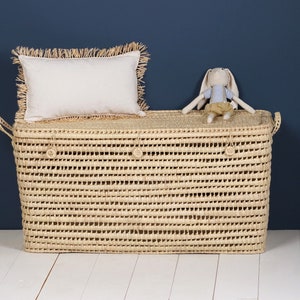 Woven wicker toy box Rattan palm storage trunk and storage basket image 5