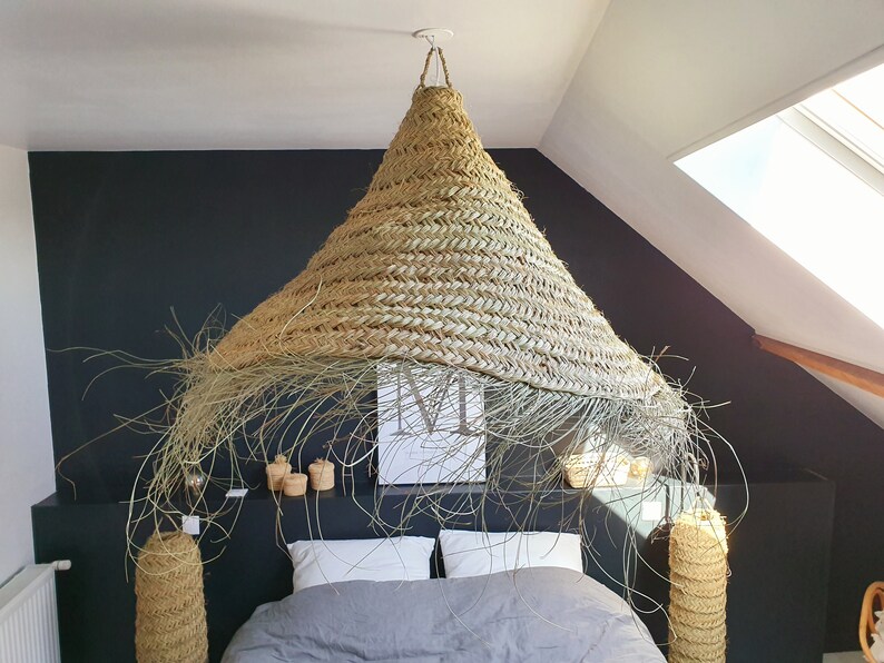 rattan lampshade ceiling lamp shade Big straw chandelier woven rattan natural fiber rattan wicker pendant lamp lamp boho style ethnic