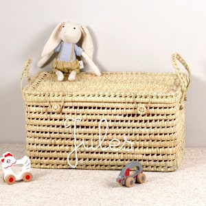 PERSONALIZED Wicker storage chest, toy trunk 60cm image 3