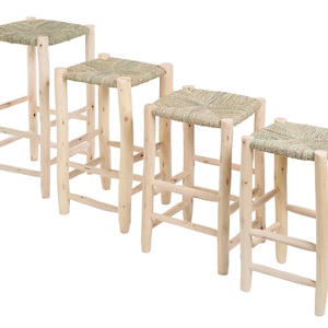 Tabouret de bar en bois et corde - 60cm