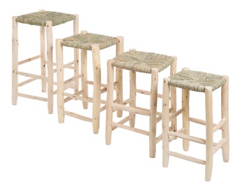 Tabouret de bar en bois et corde - 60cm