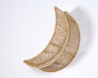 Braided raffia wall light - Moon