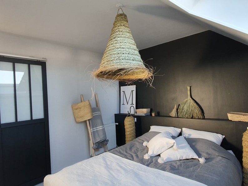 rattan lampshade ceiling lamp shade Big straw chandelier woven rattan natural fiber rattan wicker pendant lamp lamp boho style ethnic