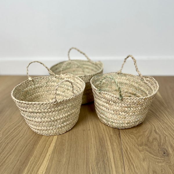 Palm basket with handles