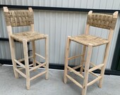 Wooden bar high chair and rope