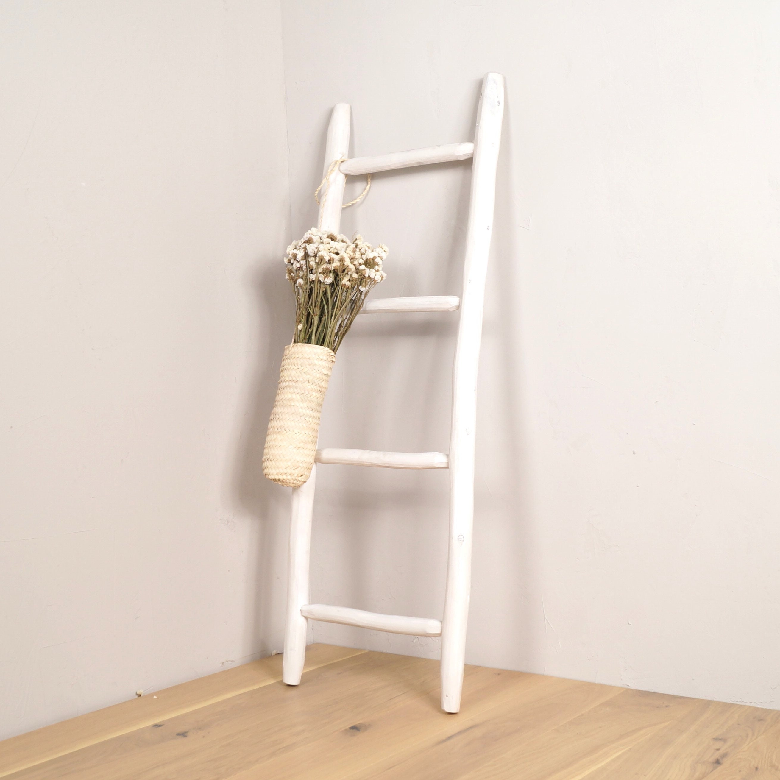 Échelle Décorative en Bois 120cm Blanc