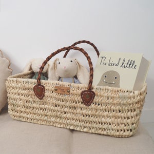 Rectangular wicker basket - Leather handles, Wicker fruit basket
