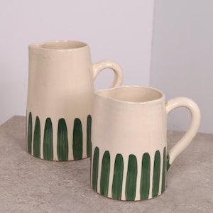 Half-striped terracotta carafe - Green, Ceramic water carafe