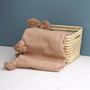 Moroccan plaid pompom beige gold stripes