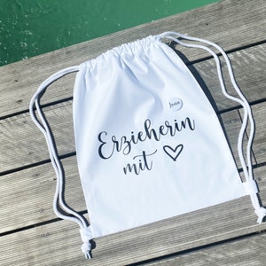 Gym bag including button / educator / many colors / kindergarten / farewell gift / educator with heart