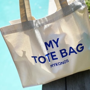 TOTE BAG / Mykonos / Canvas / Shopper / Beach & City