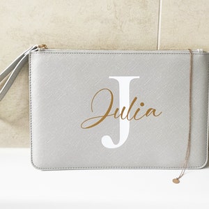 Bolso cosmético de embrague / Novia / Novia / Oro / Oro rosa / JGA / Mujer de honor / 4 Colores / Iniciales / Carta