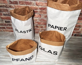 Paperbag / Mülleimer / Mülltrennung / Glas / Papier / Pfand / Plastik / Papierkorb