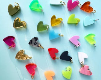Neon Acrylic Charm Pendant, Many Designs & Colors: Heart, Star, Palm Tree, Smiley, Peace, Kiss, Love, Leo, BFF, MOM, Cocktail, Coral, Anchor, Lightning Bolt, Animal, Gold