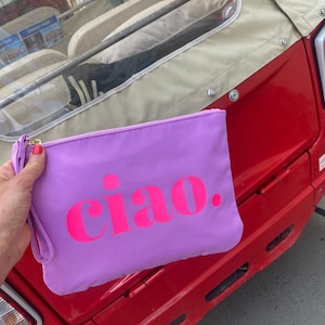 Wetbag Beach Clutch / Pouch / ciao / Wunschdruck / Neon / Strandtasche / Kosmetiktasche / Recycelt / Beachbag / Urlaub Ibiza Mädelstrip JGA