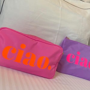 Wetbag Beach / ciao / Wunschprint / Neon / Strandtasche / Kosmetiktasche / Monogramm / Beachbag / Urlaub Ibiza Mädelstrip JGA Kulturbeutel