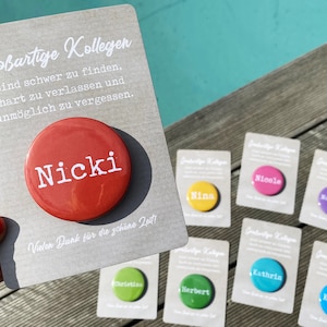 Cadeau d'adieu collègues remerciements / carte avec cadeau personnalisé / bouton aimant miroir de poche décapsuleur / retraite en mouvement pension
