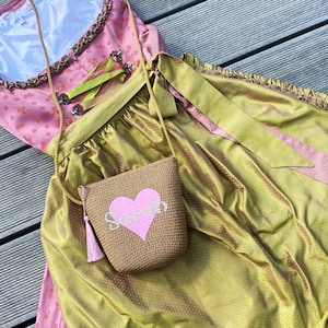 Borsa Artigianale Intrecciata In Velluto Champagne | Handmade - Foto 2