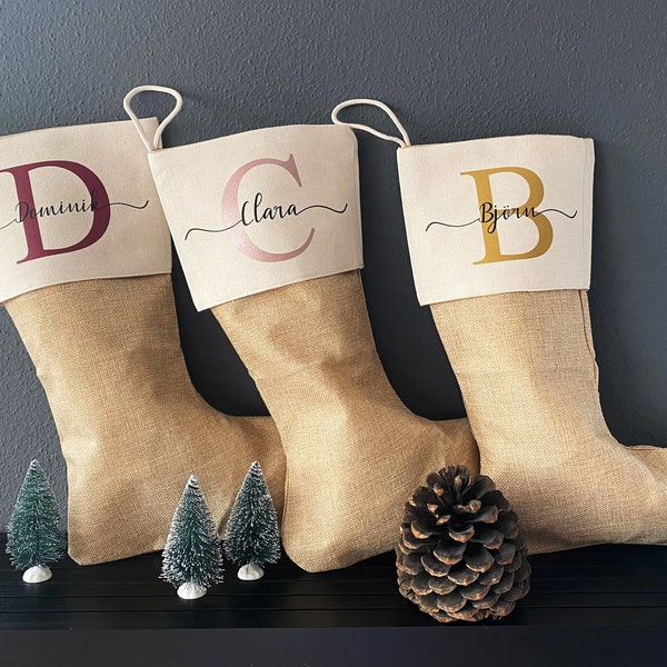 Personalized Christmas Stocking / Santa Claus Boots / Christmas Stocking / Santa Claus / Santa Claus Stocking / Jute / Christmas