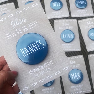 Tarjeta de lugar personalizada, regalo para invitados, confirmación, comunión, bautismo, boda, imán, espejo de bolsillo, abridor de botellas