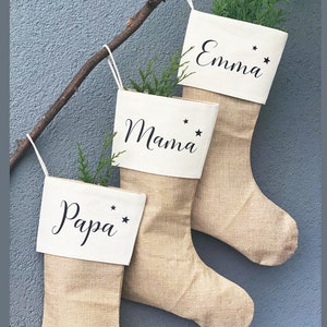 Calza di Natale personalizzata Stivali di Babbo Natale / Calza di Babbo Natale / Calza di Natale / Iuta / Stella / Natale