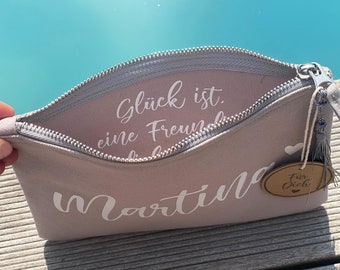 Personalisierte Kosmetiktasche Freundin / Glück BFF Mama Trauzeugin Erzieherin Kollegin Abschiedsgeschenk / Botschaft innen / JGA