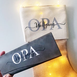 Regalo de Navidad: Bota de Papá Noel personalizada con estuche para gafas / cuero artificial / Abuelo Abuela Papá Mamá / Día de la Madre - Set de regalo para el Día del Padre