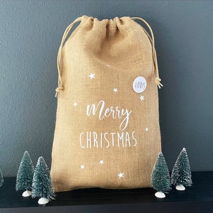 Jute bag incl. name - Button / Christmas / Gift bag / Personalized / Jute / Gift children educator / Gnome gift