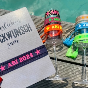 Bracciale Abi 2025 + card / regalo / boho / nappe / neon / braccialetto dell'amicizia / nappa / laurea / diploma di scuola superiore