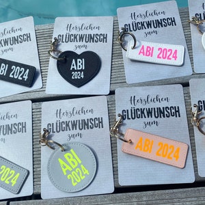 Abi Abitur 2025 / carte + porte-clés / diplôme / examen / néon
