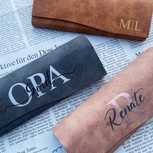 Personalized Glasses Case Hard Shell for Reading Glasses / 3 Colors / Leather / Grandma Grandpa / Gift / Letter