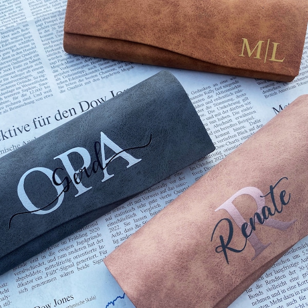 Mother's Day Father's Day Personalized Glasses Case Hard Shell for Reading Glasses / 3 Colors / Leather / Grandma Grandpa / Gift / Letter