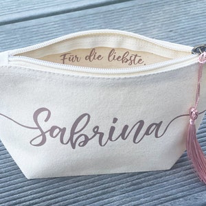 Farewell gift JGA personalized bag with message + tassel / kindergarten teacher colleague maid of honor bride cosmetic bag / midwife