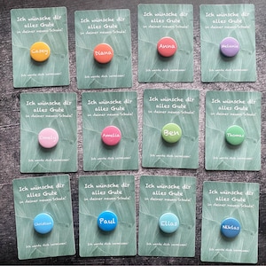 Regalo di addio personalizzato per studenti, insegnanti, scuole elementari, scuola, classe scolastica, ringraziamento, biglietto con bottone o magnete, lavagna scolastica