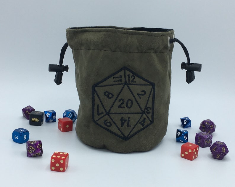 D20 Dice Bag Olive Gaming Bag D&D Dice Bag DnD Dice bag Etsy