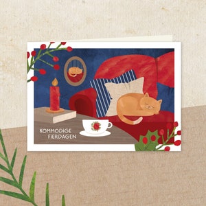 Klappkarte &quot;Weihnachtskatze&quot; - Weihnachtskarte mit Umschlag - Grußkarte DIN A6 - Katze - Weihnachten