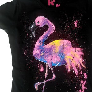 Hand painted flamingo shirt, graphic tees for women, gifts for her, mom shirt, custom christmas gifts, personalized tshirt for woman image 5