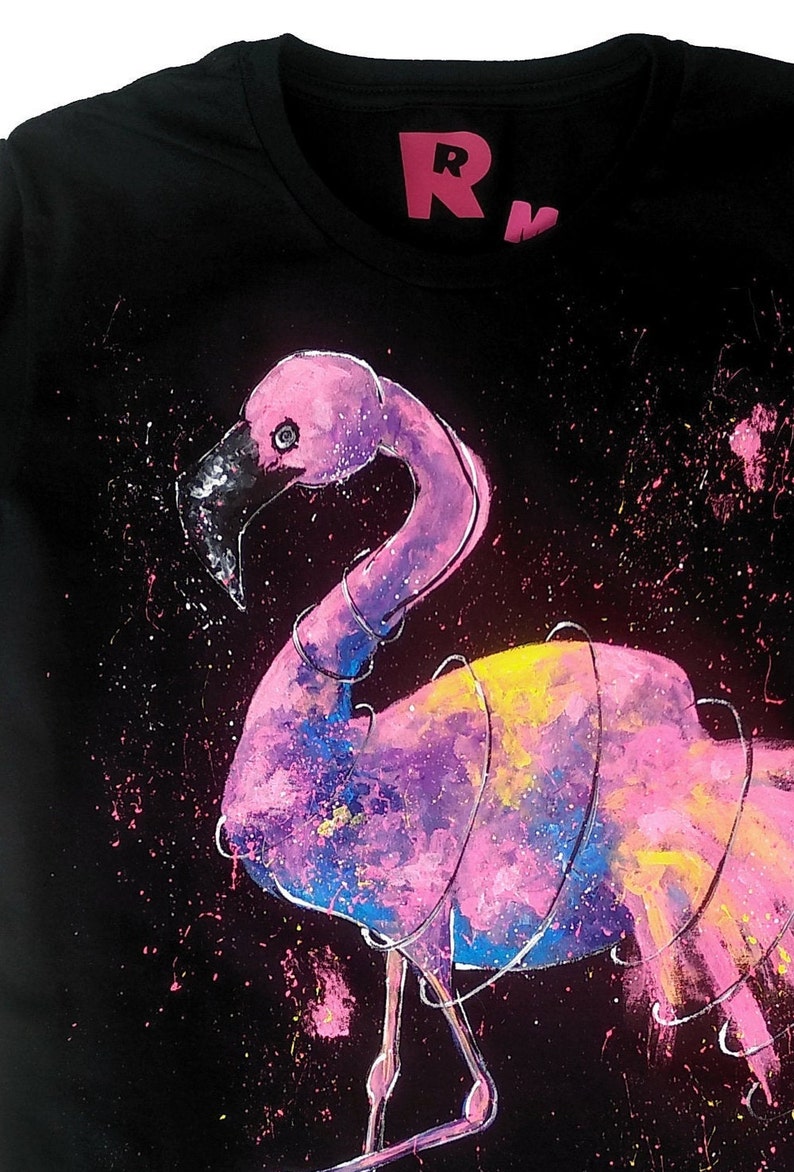 Hand Painted Flamingo Shirt Animal Graphic Tees Mom Shirt Etsy