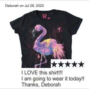 Hand painted flamingo shirt, graphic tees for women, gifts for her, mom shirt, custom christmas gifts, personalized tshirt for woman image 2