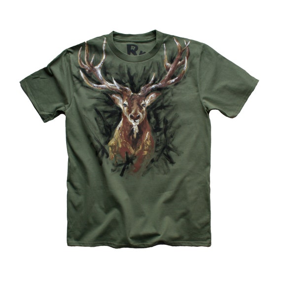 Deer Antler Tee for Men Custom Hunting Shirt Hand Painted Etsy